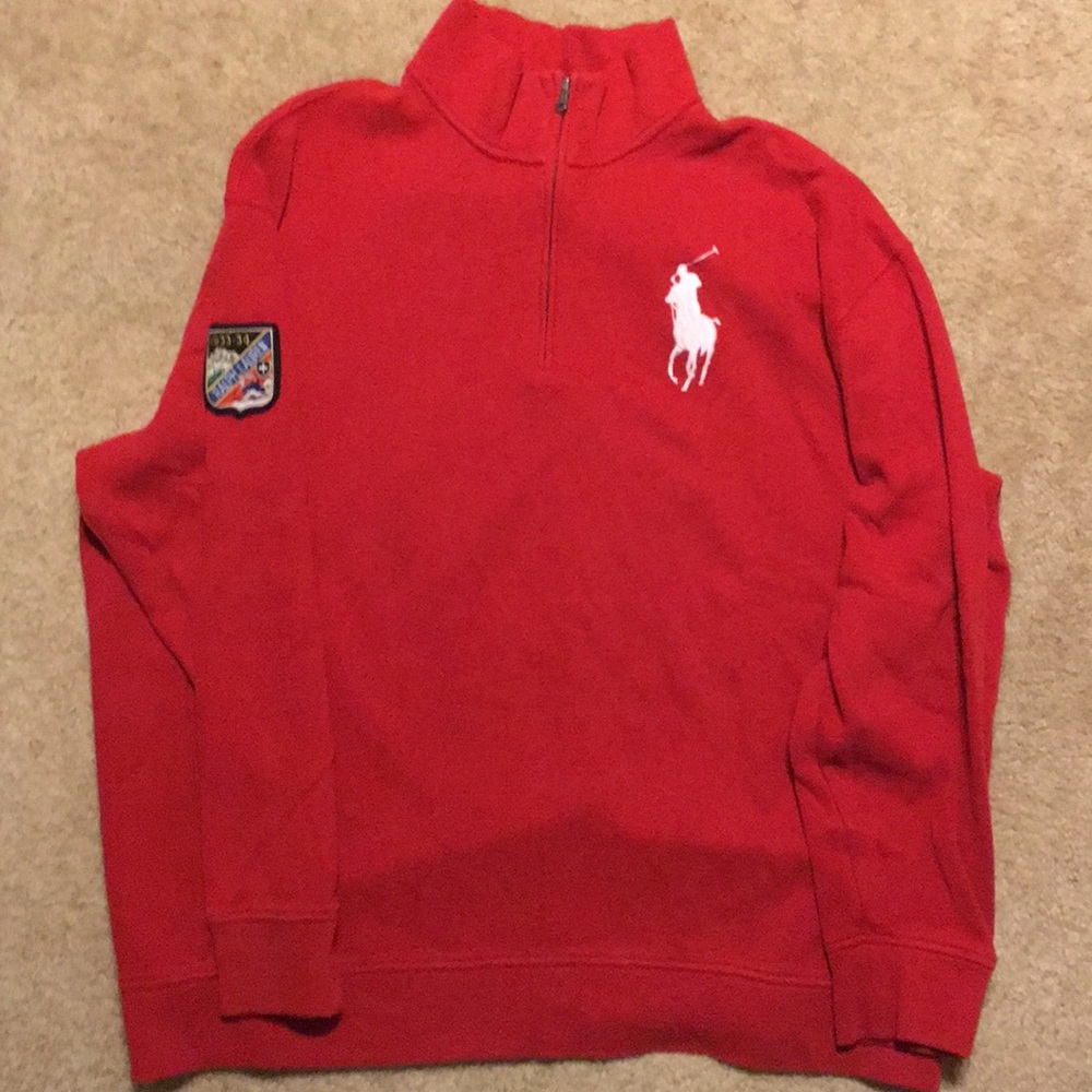 BIG Pony Polo 1/4 zip Pullover Red